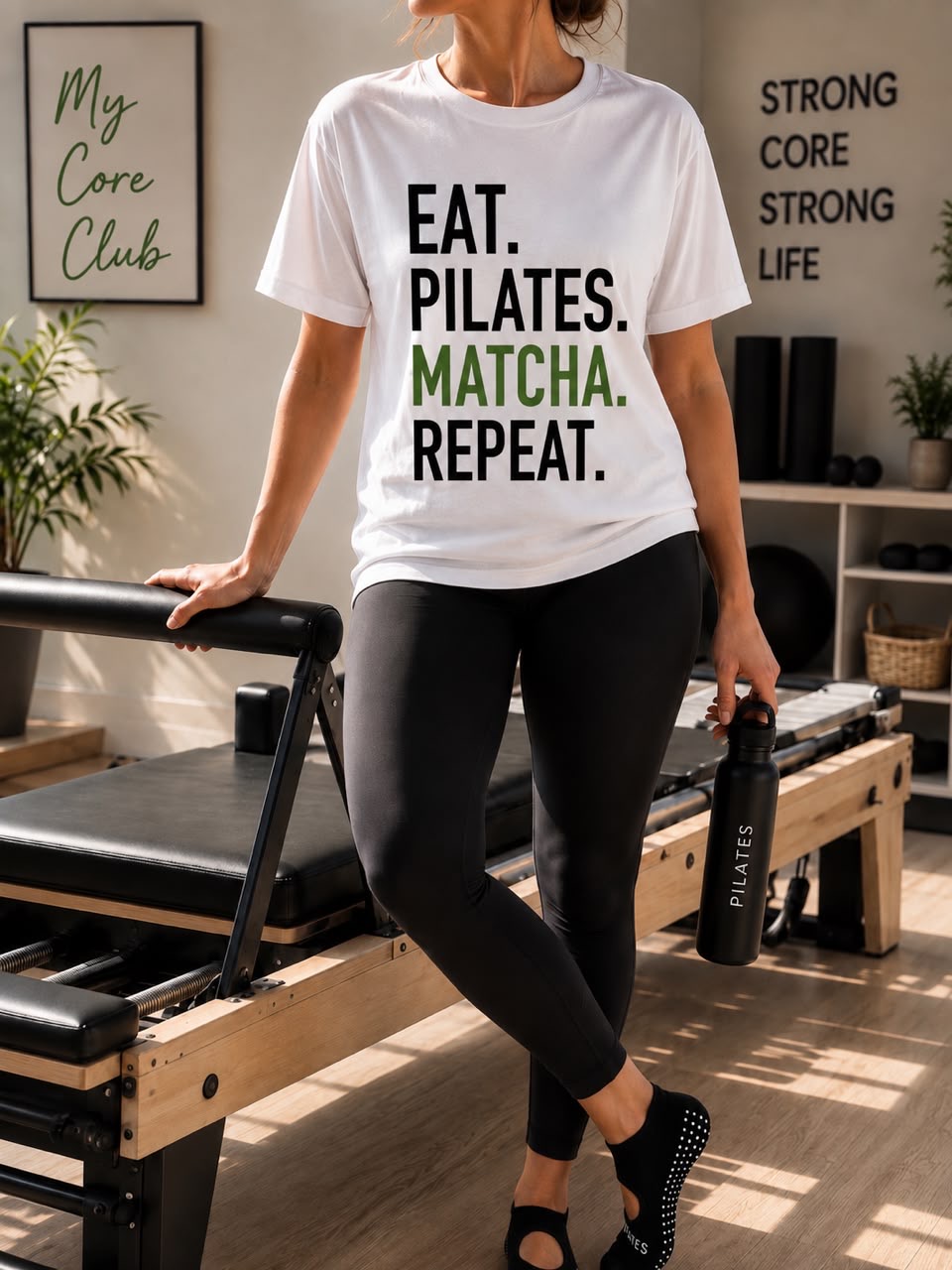 DESIGN 02 — Eat. Pilates. Matcha. Repeat. in White
